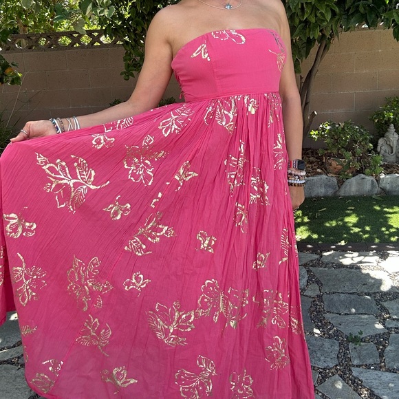 Free People Baja Babe midi dress in hot pink combo - Picture 13 of 13